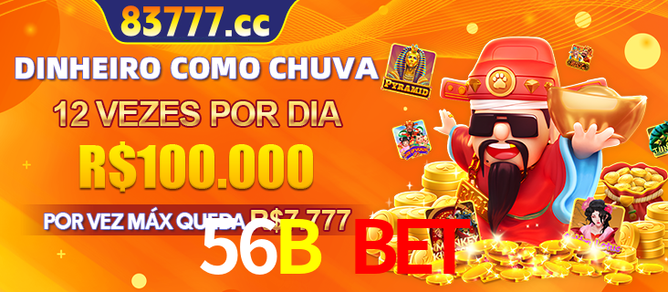 Banner do programa de recompensas Recomende para amigos do 56B BET, detalhando os bônus por convidar amigos, com prêmios que chegam a R$288.888.