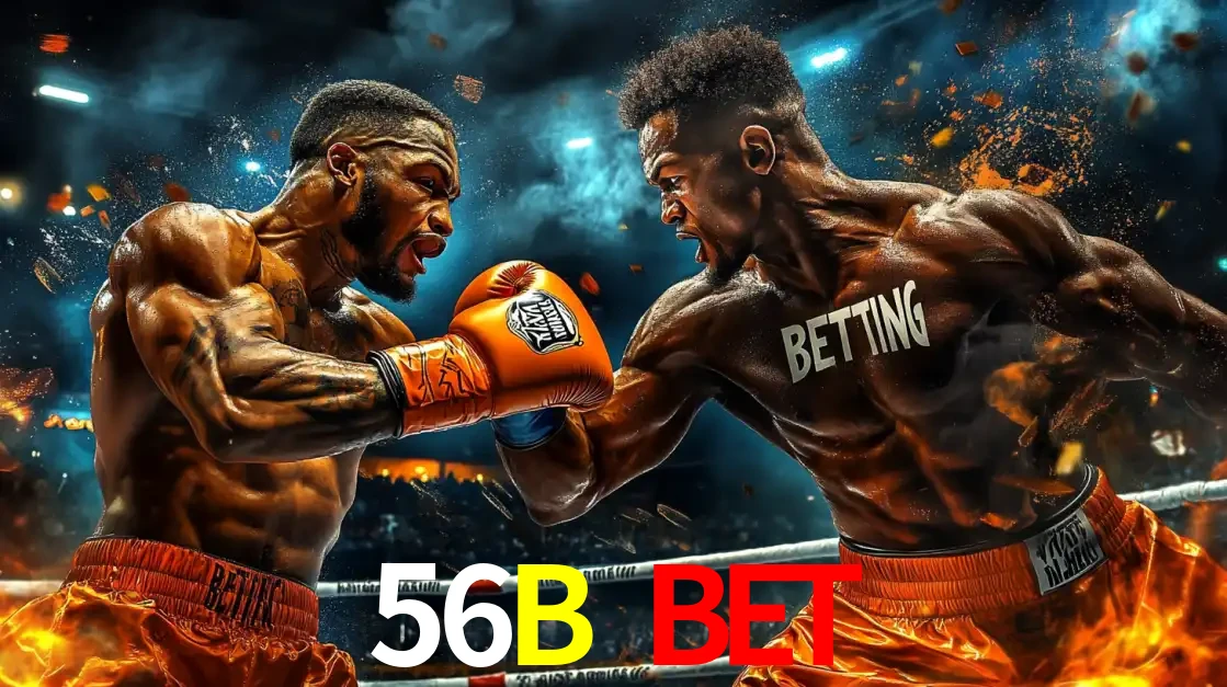Dois boxeadores em uma luta intensa e explosiva, representando a adrenalina e as oportunidades de apostas em esportes de combate disponíveis na plataforma 56B BET.