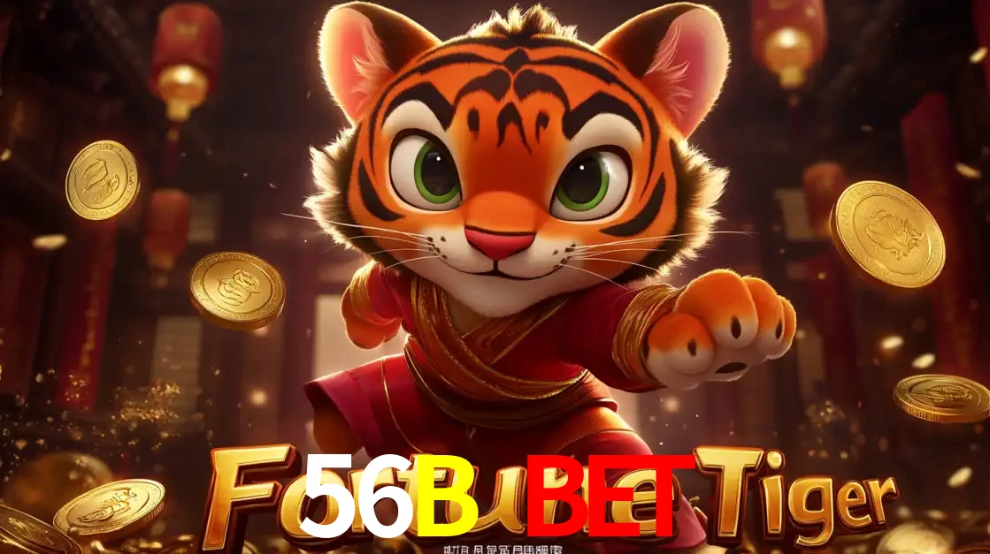 O carismático mascote do jogo de slot Fortune Tiger, um tigre fofo em pose de artes marciais, pronto para trazer sorte e multiplicadores de ganhos no cassino online 56B BET.